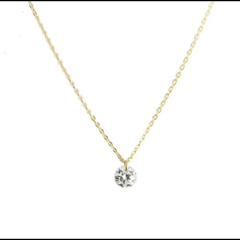 Minimalist Small Stone Necklace 925 Sterling Silver Necklace